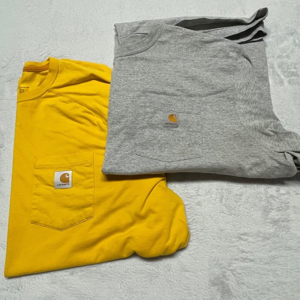 Carhartt Pocket T-Shirt Mens 2XL Yellow Gray Relaxed Fit Lot of 2
